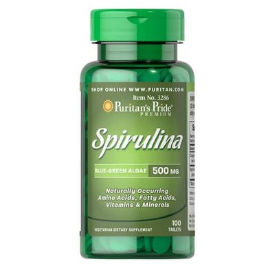 Puritan's Pride Spirulina 500 mg 100 таб. Спіруліна