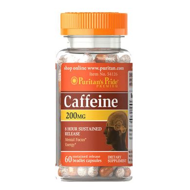 Puritan's Pride Caffeine 200 mg 60 капсул Кофеин