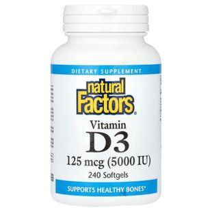 Natural Factors Vitamin D3 125 mcg (5,000 IU) 240 капсул Вітамін D
