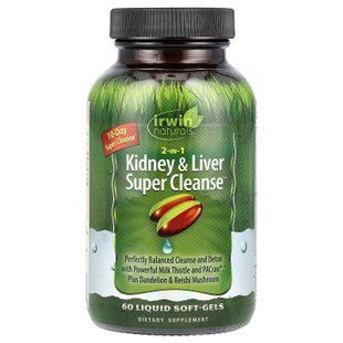 Комлекс для детоксикації Irwin Naturals 2-In-1 (Kidney & Liver) Super Cleanse, 60 рідких капсул Здоров'я сечовивідних шляхів