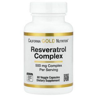 California Gold Nuitrition Resveratrol Complex 60 растительных капсул Ресвератрол