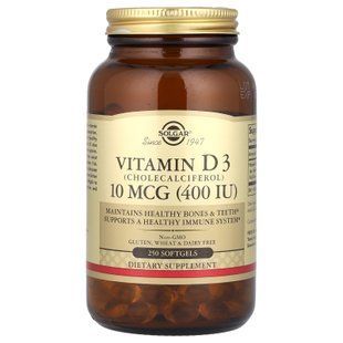 Solgar Vitamin D3 400 IU 250 Softgels Витамин D