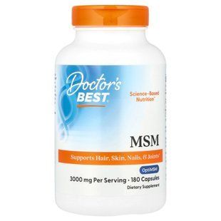 Doctor's Best MSM with OptiMSM 3,000 mg 180 вегетаріанських капсул MSM (Сірка)
