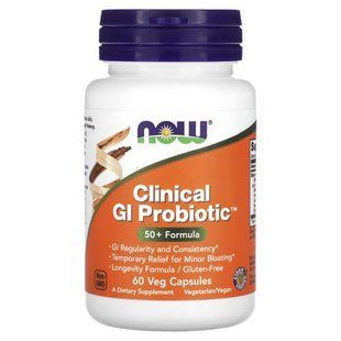 NOW Clinical GI Probiotic 50+ Formula 60 вегетаріанських капсул Пробіотики та пребіотики
