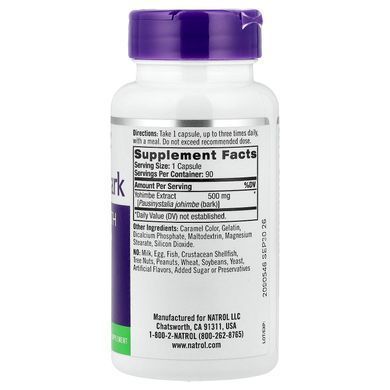 Natrol Yohimbe 500 мг 90 капсул Йохимбе