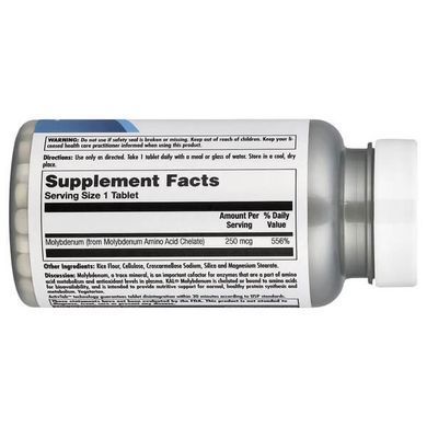 KAL Molybdenum Amino Acid Chelate 250 mcg 100 таблеток Інші мінерали