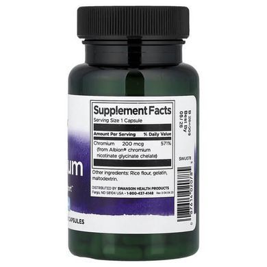 Swanson Albion Chromium 200 mcg 180 Capsules Хром