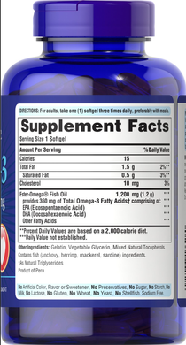 Puritan's Pride Omega-3 Fish Oil 1200 mg 100 капсул Омега-3