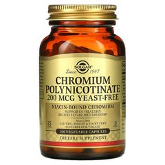 Solgar Chromium Polynicotinate Yeast Free 200 mcg 100 капсул Хром