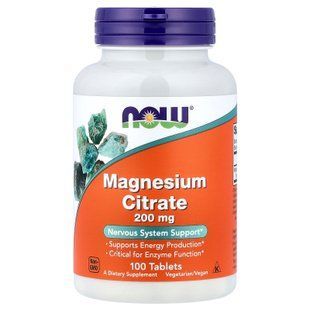 NOW Magnesium Citrate 200 mg 100 tablets Магний