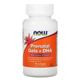 NOW Prenatal Gels + DHA 90 рідких капсул. Вітаміни для вагітних
