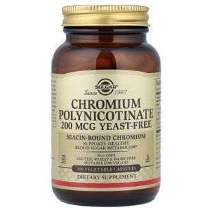 Solgar Chromium Polynicotinate Yeast Free 200 mcg 100 caps Хром