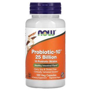 NOW Probiotic-10 25 Billion 100 вегетаріанських капсул Пробіотики та пребіотики