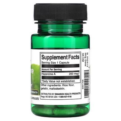 Swanson Huperine A 200 mcg 30 капсул (10.2026) Для мозкової активності, нервової системи і сну