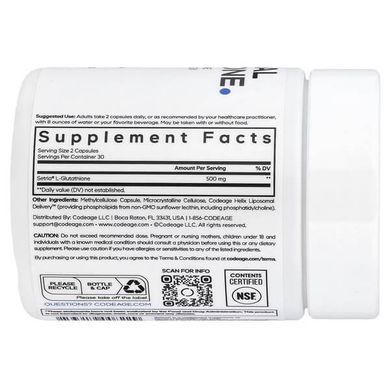 Codeage Liposomal Glutathione 60 Vegetable Capsules Глутатион