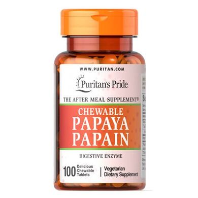 Puritan's Pride Papaya Papain 100 жевательных таблеток Папайя