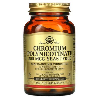 Solgar Chromium Polynicotinate Yeast Free 200 mcg 100 caps Хром