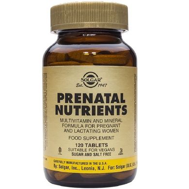 Solgar Prenatal Multivitamin & Mineral 120 табл. Витамины для беременных