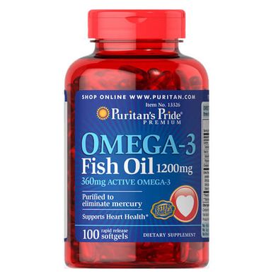Puritan's Pride Omega-3 Fish Oil 1200 mg 100 капс Омега-3