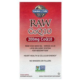 Garden of Life RAW CoQ10 200 mg 60 растительных капсул Коэнзим Q-10