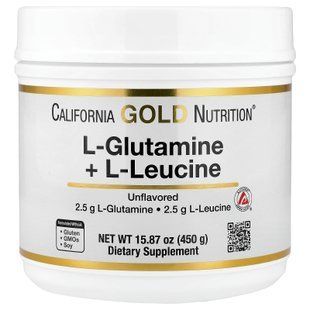 California Gold Nutrition L-Glutamine + L-Leucine 450 грам Глютамін