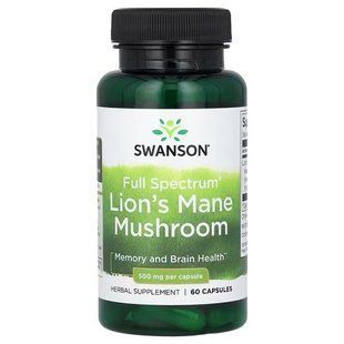 Swanson Full Spectrum Lion's Mane Mushroom 500 mg 60 капсул (05.2027) Гриби