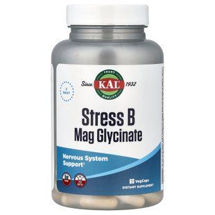 KAL Stress B Mag Glycinate 60 вегетаріанських капсул Комплекс вітамінів групи В