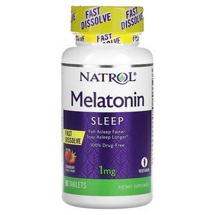 Natrol Melatonin Fast Dissolve Strawberry 1 mg 90 таблеток Мелатонін