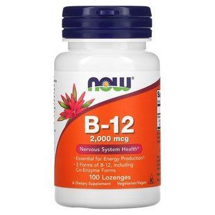 NOW B-12 2,000 mcg 100 леденцов Кобаламин (B-12)