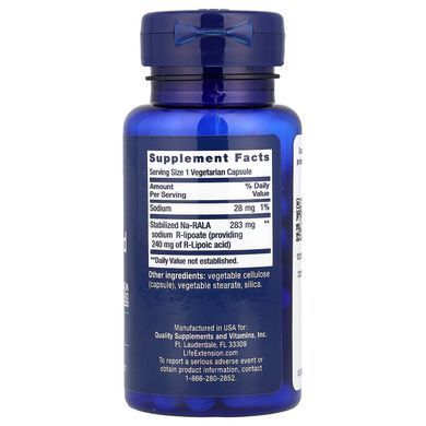 Life Extension Super R-Lipoic Acid 60 рослинних капсул Альфа-ліпоєва кислота