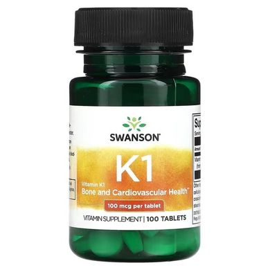 Swanson Vitamin K1 100 mcg 100 табл. Витамин K