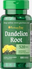 Puritan's Pride Dandelion Root 520 mg 100 капсул Інші екстракти
