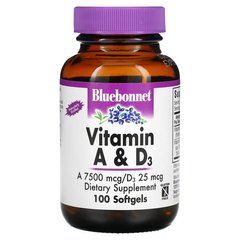 Bluebonnet Nutrition Vitamin A & D3 100 капсул Вітамін D