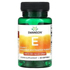 Swanson Vitamin E-400 400 IU 60 капсул Вітамін Е