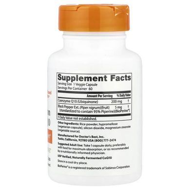 Doctor Best High Absorption CoQ10 200 mg 60 капсул Коензим Q-10