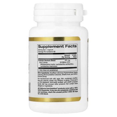 California Gold Nutrition Women's Probiotics 20 Billion CFU 60 растительных капсул Пробиотики и пребиотики