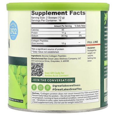 Great Lakes Wellness Collagen Peptides 198 g Коллаген