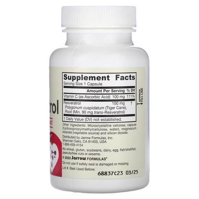 Jarrow Formulas Vegan Resveratrol 60 рослинних капсул Ресвератрол