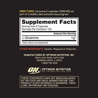 Optimum Nutrition L-Glutamine 1000 mg 240 капс Глютамін