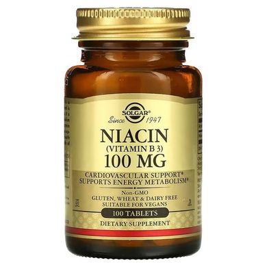 Solgar Niacin 100 мг 100 табл. Ниацин (B-3)