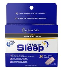 Puritan's Pride Melatonin Tri-Layer Sleep 30 Tri-Layer таблеток Мелатонин