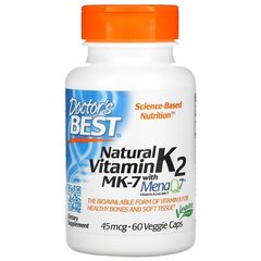 Doctor's Best Vitamin K2 MK-7 45 mcg 60 росллиних капсул Вітамін К