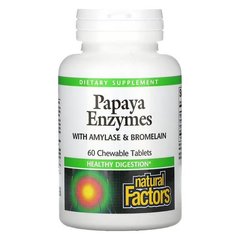Natural Factors Papaya Enzymes 60 жувальних таблеткок Папайя