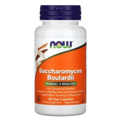 NOW Saccharomyces Boulardii 60 капсул Пробіотики та пребіотики