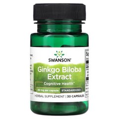 Swanson Ginkgo Biloba Extract 60 mg 30 капсул Гінкго Білоба