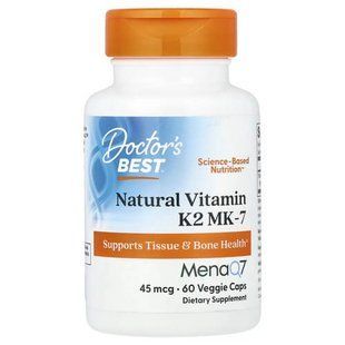 Doctor's Best Vitamin K2 MK-7 45 mcg 60 росллиних капсул Вітамін К