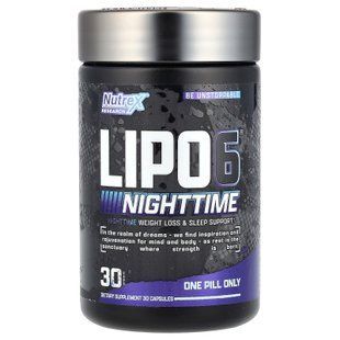 Nutrex LIPO-6 Nighttime 30 капсул (USA) Комплексні жироспалювачі