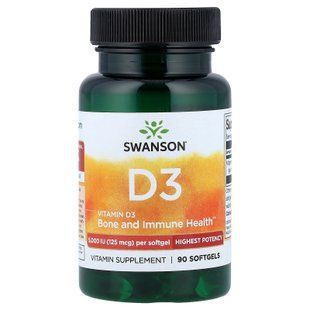 Swanson Vitamin D3 5000 IU 90 Softgels Витамин D