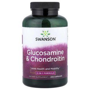 Swanson Glucosamine & Chondroitin 200 капсул Глюкозамін і хондроїтін