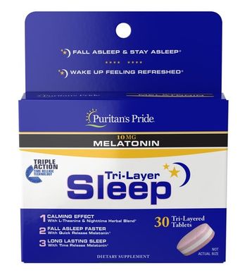 Puritan's Pride Melatonin Tri-Layer Sleep 30 Tri-Layer табл. Мелатонин
